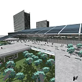 Modern Hospital Building Exterior With Glass Facade And Solar Panels