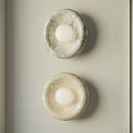 Natural Texture Wall Lights With White Spherical Bulbs Mounted On Light Colored Wall 3d model