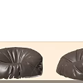 Two Brown Leather Bean Bag Chairs Plush Comfortable Seating For Living Room