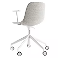 Modern Gray Fabric Office Chair With Armrests Metal Base And Swivel Wheels