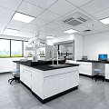 Modern Laboratory Interior Design With White Cabinets Lab Counter Windows And Computer 3d model