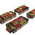 Fruit Store Display With Colorful Fresh Fruits On Neatly Arranged Shelves