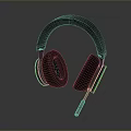 Black Computer Gaming Headset With Green Accents And Built In Microphone 3d model