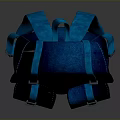 Modern Blue Black Gradient Backpack With Blue Straps Buckles And Front Pockets 3d model