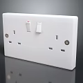 White Modern Electrical Switch Panel With Double Switches And Power Sockets 3d model
