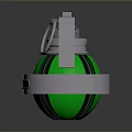 Green And Silver 3D Rendered Grenade With Fuse Pin And Black Stripes
