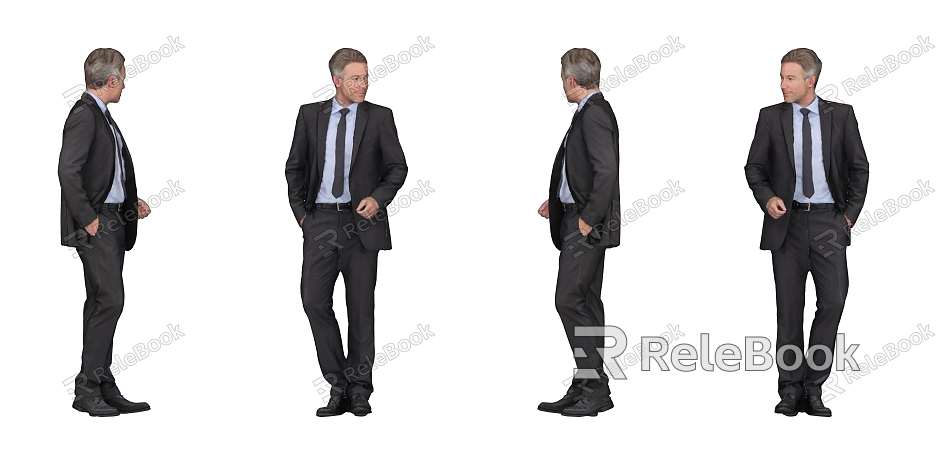 Business Male Office Figure Standing Men Suit Men model