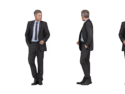 Business Man In Formal Suit Showcasing Multiple Standing Angles And Poses 3d model