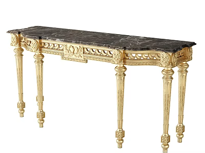 Classic Console Table With Black Marble Top And Gold Carved Legs Design 3d model