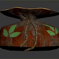Decorative Red Bag With Green Leaf Patterns Brown Rim And String Decorations