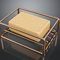 Essential Brass Soap Holder With Honeycomb Textured Yellow Soap For Daily Bathroom Use