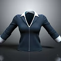 Dark Blue Jacket with White Collar and Cuffs Featuring Zipper Design 3d model