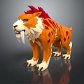3D Fantasy Creature Character With Red Mane Orange Body And Fangs