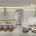 Elegant Modern Beauty Hair Salon Interior With Pink Chairs Sofa And Green Accents