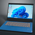 Blue Electronic Laptop With Windows 11 Interface And Sleek Keyboard Design 3d model