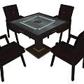 Elegant Black Leather Chairs With Square Wooden Table Set For Game Room