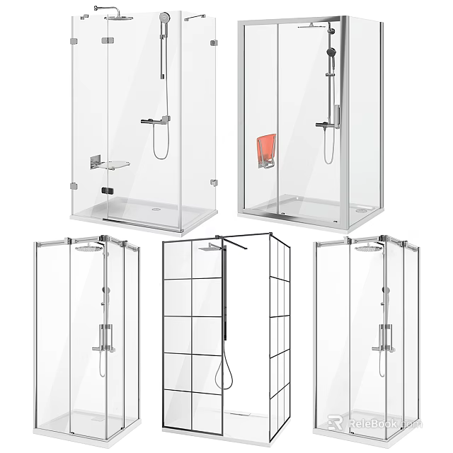 Modern Shower Sauna Glass Enclosures With Different Designs And Stylish Structures 3d model 