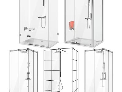 Modern Shower Sauna Glass Enclosures With Different Designs And Stylish Structures 3d model