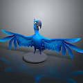 Blue Parrot Figurine With Spread Wings Standing On White Base As Decorative Piece