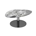 Stylish Modern Coffee Table With Irregular Marble Top And Sleek Round Metal Base 3d model