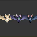 Cartoon Bat Game And Movie Characters With White Purple Blue Large Wings Green Blue Eyes