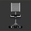 Modern Office Chair With Silver Metal Backrest Black Seat And Wheeled Base Design