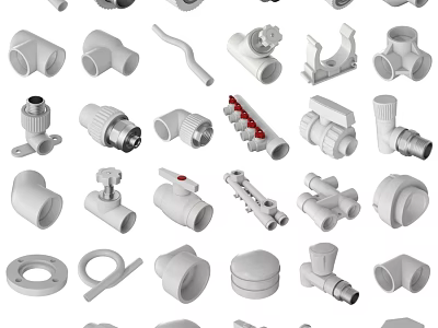Assorted Washing Daily Use Plumbing Parts Including Valves Pipes And Connectors 3d model