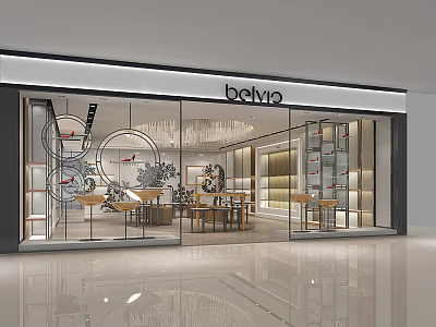 Belvio Mall Shop Modern Design With Glass Facade Display Shelves And Lighting Interior 3d model