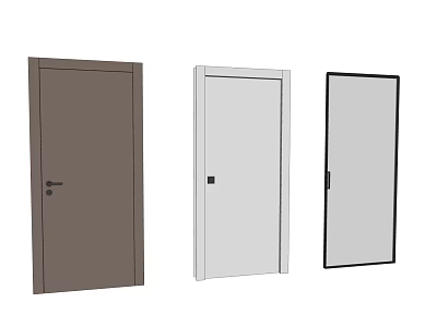 Modern swing door wooden door minimalist door flat door single door 3d model