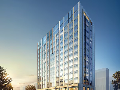 Modern High Rise Residential Building With Glass Curtain Wall And Exterior Design 3d model
