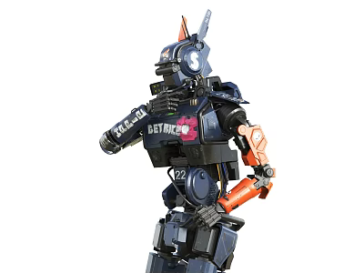 Smart Police Robot With Blue Orange Design LAPD 192 Mechanical Structure 3d model