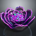 Vibrant Purple Lotus Plant With Layered Petals And Green Central Protrusions