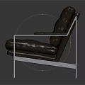 Person Sitting With Pet Dog On Leather Armchair With Metal Frame In Dark Background