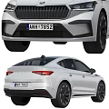 Silver Skoda Car Front And Rear Views 3d model