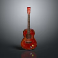 Red Wooden Acoustic Guitar With Glossy Finish Classic Design For Daily Household Use