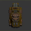 Armored Orange Military Vehicle with Turret Six Wheeled Design Front Grille and Top Equipment