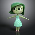 Cartoon Character With Green Hair Light Green Dress Big Eyes And Outstretched Arms