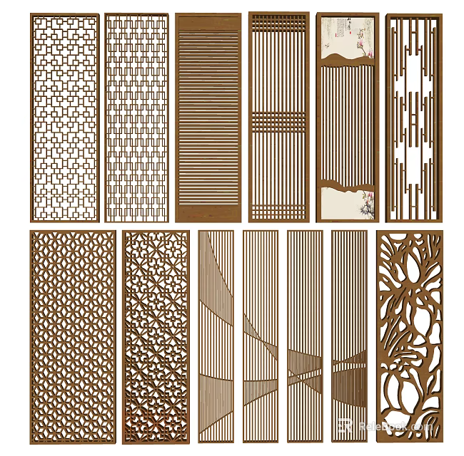 Interior Decorative Room Dividers With Various Laser Cut Patterns And Designs 3d model