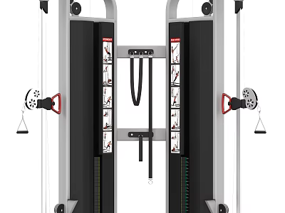 Multi Functional Professional Gym Equipment With Dual Columns Cable System And Exercise Charts 3d model