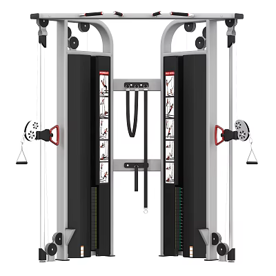 Multi Functional Professional Gym Equipment With Dual Columns Cable System And Exercise Charts 3d model