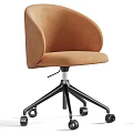 Contemporary Table and Chair Set Featuring Beige Curved Backrest Chair with Black Caster Base