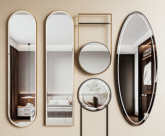 Modern mirror bathroom mirror makeup mirror full-length mirror 3d model