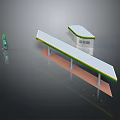 Modern Gas Station Canopy Structure With Columns And Shell Brand Sign 3d model