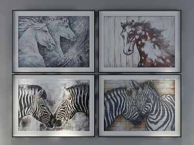 Modern Animal Painting Decorative Painting 3d model