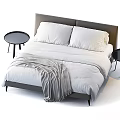 Modern Double Bed With White Bedding Gray Throw Pillows And Black Nightstands 3d model