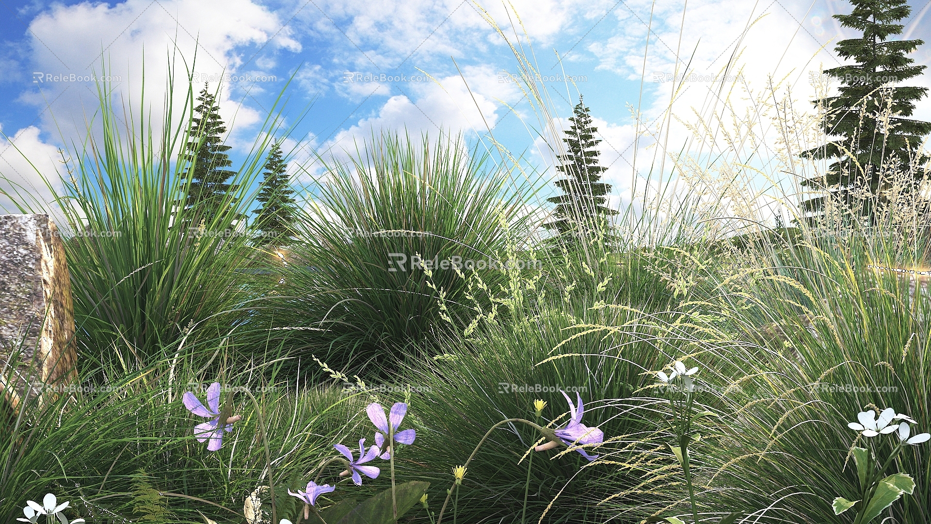 Modern Grass Flower and Grass Combination Landscape Shrub Shrub Plant Combination Natural Landscape 3d model