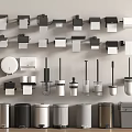 Bathroom Accessories Collection with Wall Mounted Toilet Brushes Trash Cans and Tissue Holders