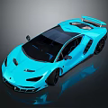 Blue Luxury Sports Car With Sleek Design Black Roof And Rear Spoiler