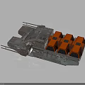 Military Armored Vehicle With Multiple Orange Containers And Heavy Duty Platform