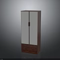 Solid Wooden Cabinet With Glass Doors And Decorative Handle For Home Interior Storage